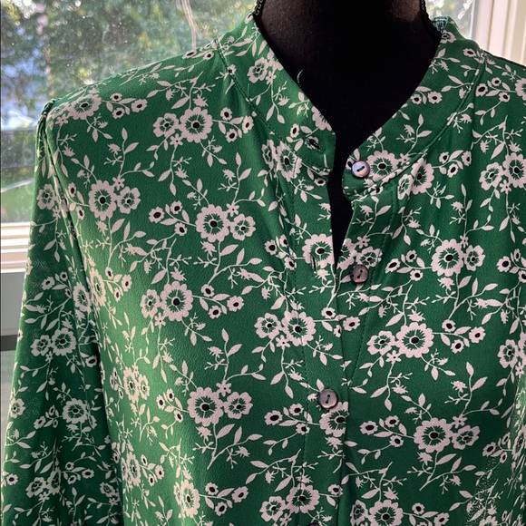 Max Studio Green Floral Tiered Dress Elbow Sleeves XL - Picture 4 of 8